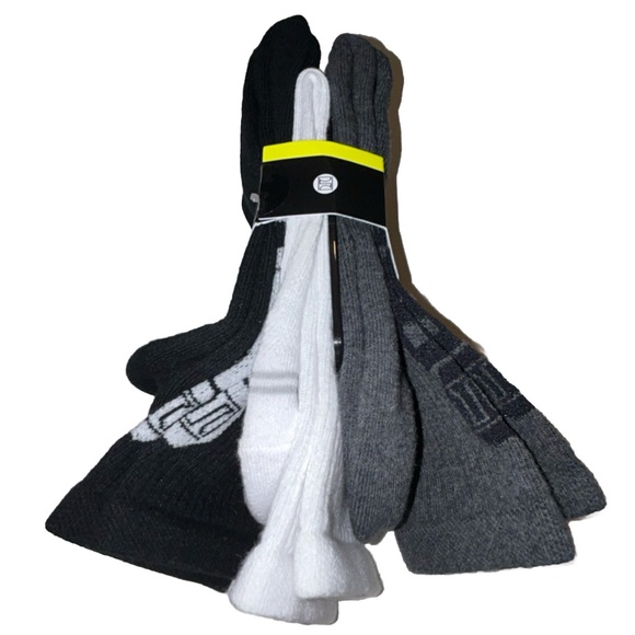 PSD Crew Socks 3 Pair Men’s 6-12.5 Gray White Black w Logo Cushioned NEW! $28 - Picture 5 of 10